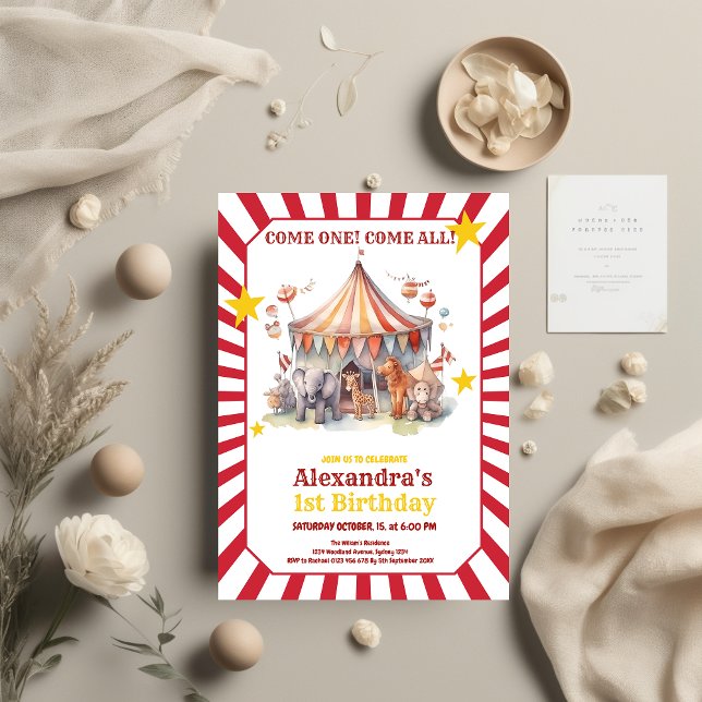 Invitation Carnaval Cirque Spectacle & Animaux Anniversaire (Créateur téléchargé)