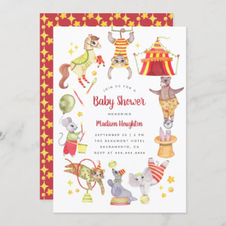 Invitation Carnaval d'Aquarelle mignonne Cirque Baby shower a