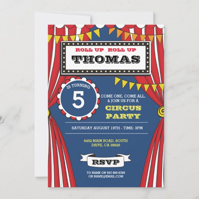 Invitation Carnaval de cirque Anniversaire Fun Tent Invitatio (Devant)