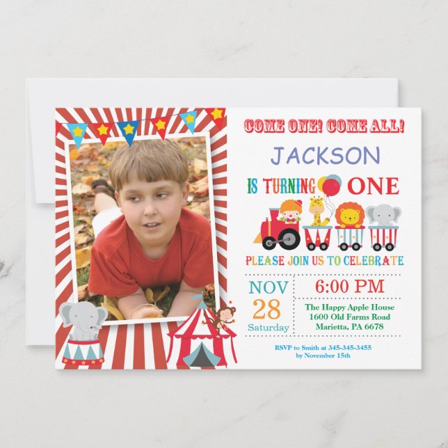 Invitation Carnaval de cirque fête d'anniversaire (Devant)