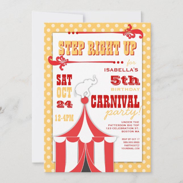 Invitation Carnaval de cirque Fête d'anniversaire Big Top Inv (Devant)