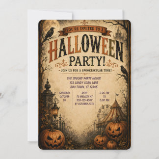 Invitation 🎃🕯️ Carnaval Halloween Hanté Vintage 🦇✨