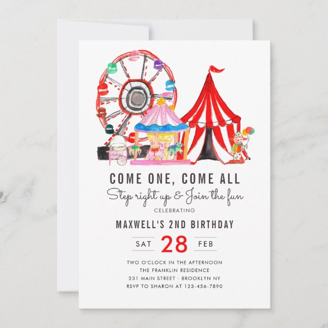 Invitation Carnaval Spectacle de cirque Rejoignez Fun Kid Ann (Devant)