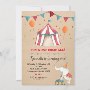 Invitation Carnaval vintage Circus Fête d'anniversaire pour e
