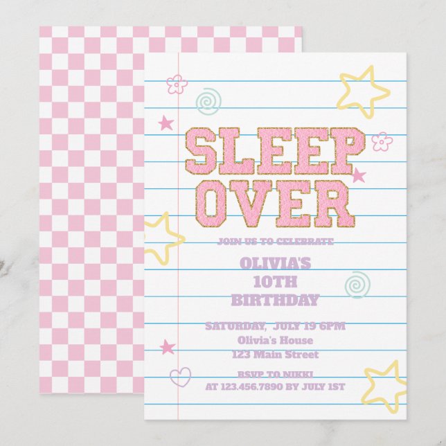 Invitation Carnet de patch de varsité de l'envers (Devant / Derrière)