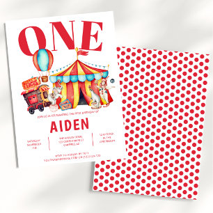 Invitation Carnival Circus Big Top 1er Anniversaire