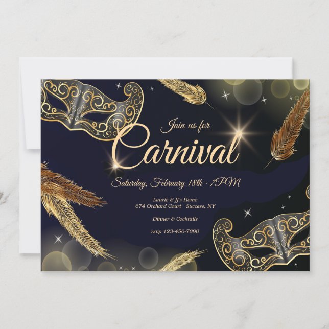 Invitation Carnival Gold et Black (Devant)
