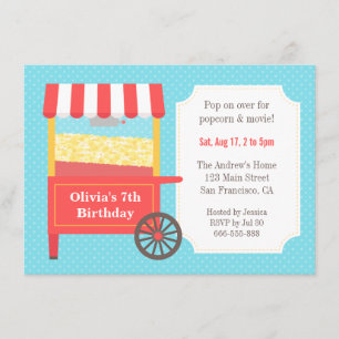 Invitation Carnival Popcorn Anniversaire de enfant Party Invi