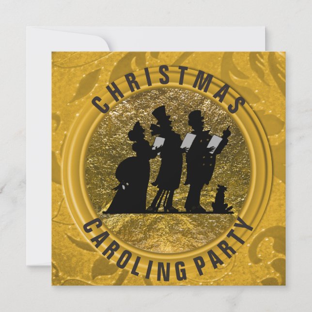 Invitation Carolage de Noël Elegant Black Gold (Devant)