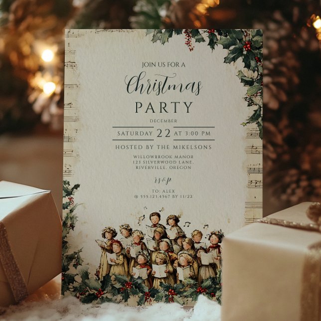 Invitation Caroleurs vintages Joyeux Noël (Créateur téléchargé)