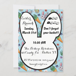 Invitation Carotte de lapin en carottes colorées et fleurs d'
