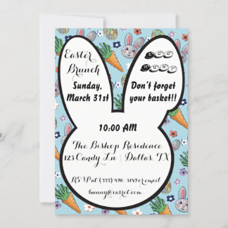 Invitation Carotte de lapin en carottes colorées et fleurs d'