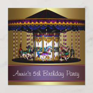 Invitation Carousel Ponies Girls 5e anniversaire