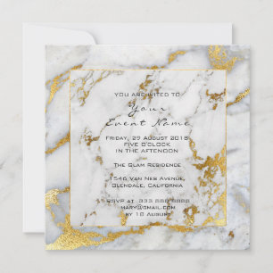 Invitation Carrara Marble Blanc Gris Golden Frame Lux Event