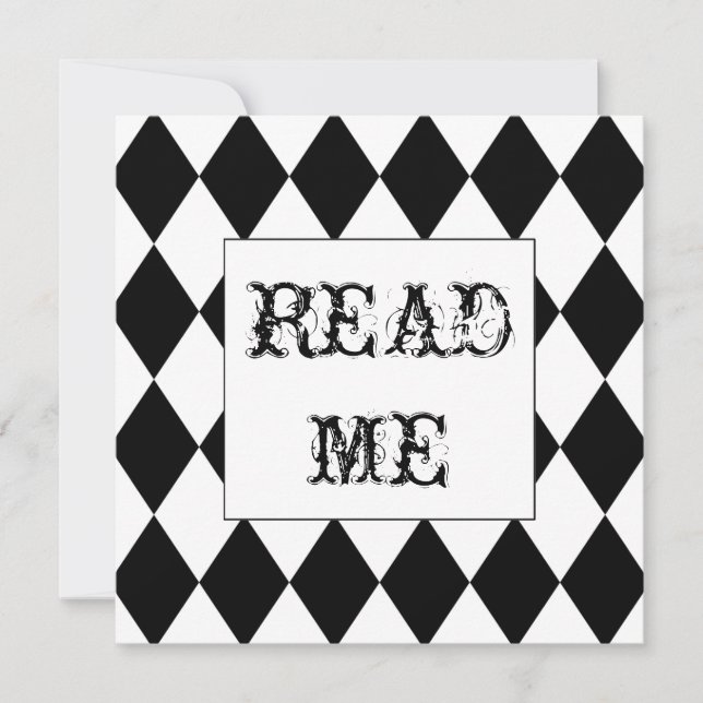 Invitation Carré arlequin Alice au pays des merveilles (Devant)