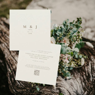 Invitation Carré Beige moderne élégant et simple Mariage III