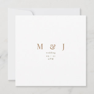 Invitation Carré blanc moderne simple Mariage