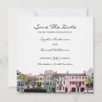 Carré Charleston Rainbow Row Enregistrer La Date