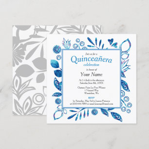 Invitation Carré Crystal Blue Quinceañera
