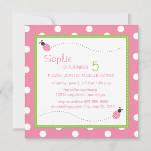 Invitation Carré d'anniversaire de Ladybug