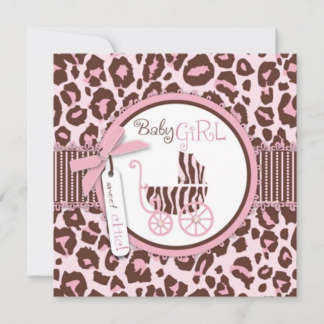 Invitation Carré de Cheetah Girl Pink B (Devant)