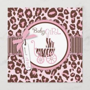 Invitation Carré de Cheetah Girl Pink B