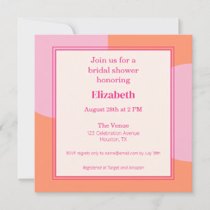 Invitation carré de douche nuptiale rose et orange