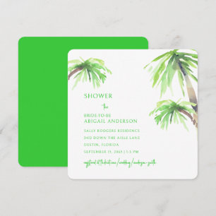 Invitation Carré de Fête de Mariage au Thème du Palmier Vert