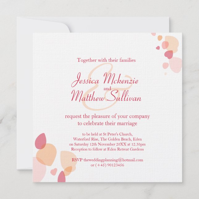 Invitation Carré de fleurs de confetti moderne rouge (Dos)