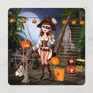 Invitation Carré de la fête de l'Halloween Pirate 