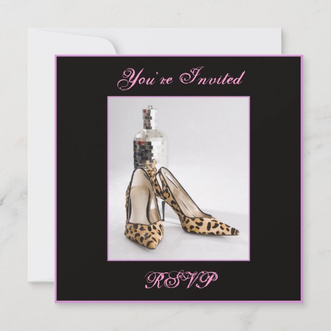 Invitation Carré de l'invitation de chaussures Leopard, vous  (Devant)