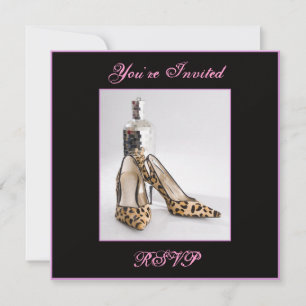 Invitation Carré de l'invitation de chaussures Leopard, vous 