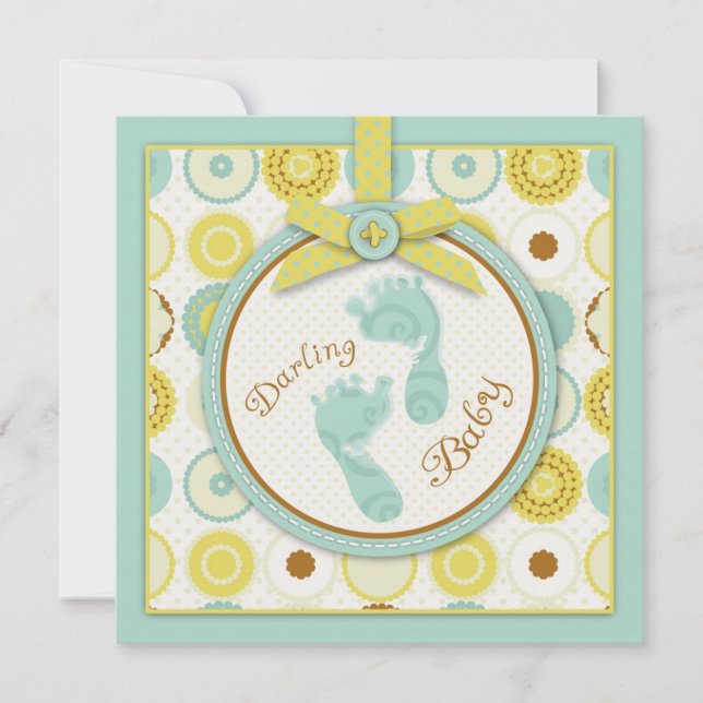 Invitation Carré de l'invitation des orteils de bébé (Devant)