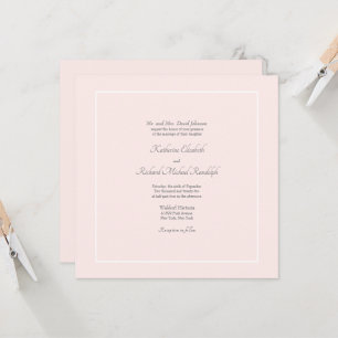Invitation Carré de Mariage formel simple Elegance Rose