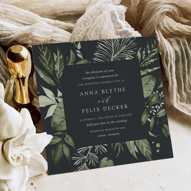 Invitation Carré de prairie d'hiver Mariage de cadre botaniqu (Créateur téléchargé)