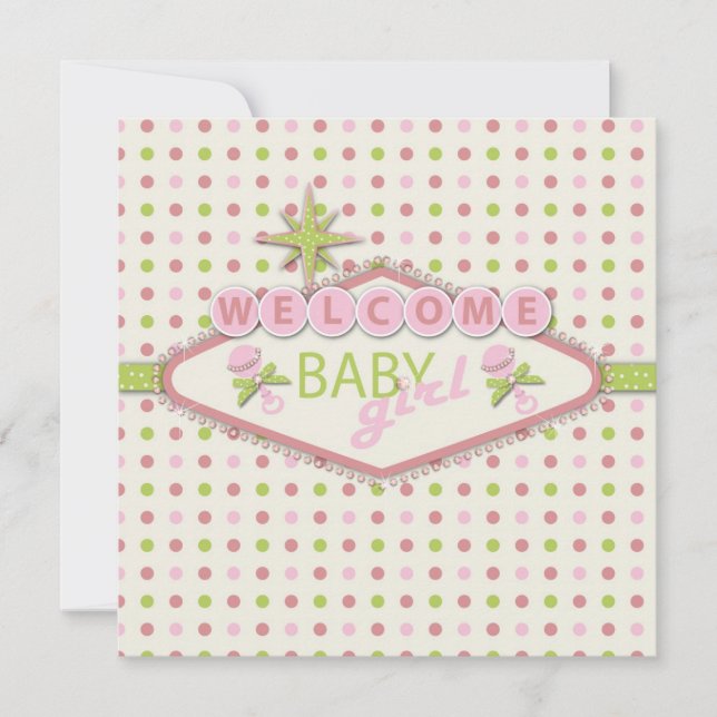 Invitation Carré d'invitation de baby shower de Vegas (Devant)