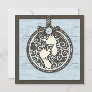 Invitation Carré d'invitation de Teeny Toes BLU