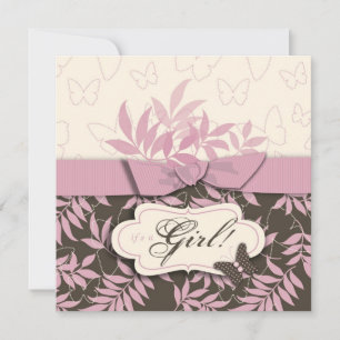 Invitation Carré d'invitation pour bébés papillon