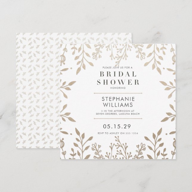 Invitation Carré Elegant Fête des mariées d'or antique (Devant / Derrière)