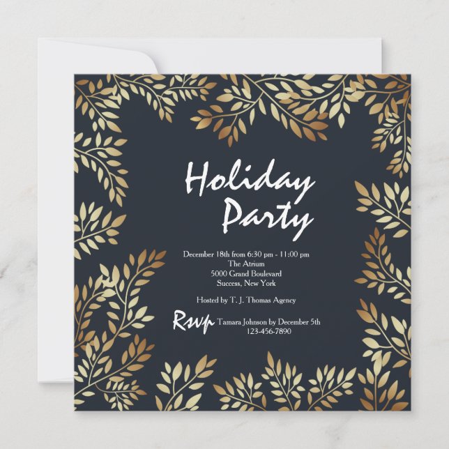 Invitation Carré Feuille d'or (Devant)