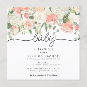 Invitation CARRÉ floral d'aquarelle douce d'invitations de