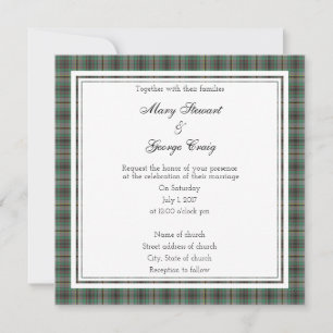 Invitation Carré Mariage écossaise Craig