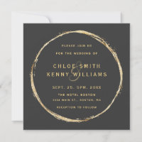 Carré Mariage gris Rustique Gold Circle Ampersand