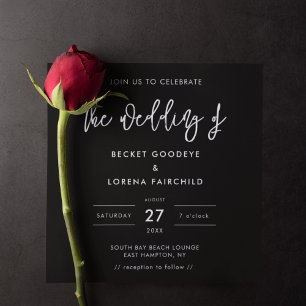 Invitation Carré moderne contemporain noir mariage