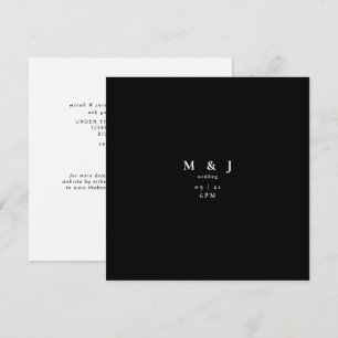 Invitation Carré moderne simple et élégant Mariage B/W