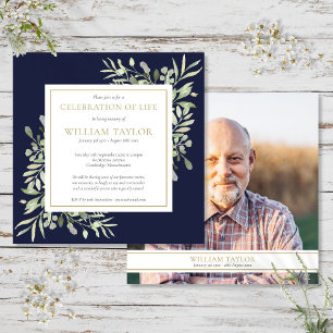 Invitation Carré photo de la marine Blue Funeral Celebration