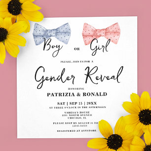 Invitation Carré Pink et Blue Bows Sveine Party