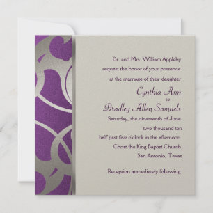 Invitation Carré Plum Faux Argent Déco Design