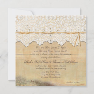 Invitation Carré Rustique Grange extérieure Jardin Boho dente