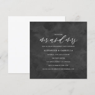 Invitation Carré Script Futur M & Mme Engagement Party